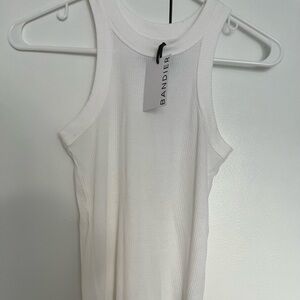 WSLY by Bandier Ribbed White Tank Top size S NWT gym/athleisure